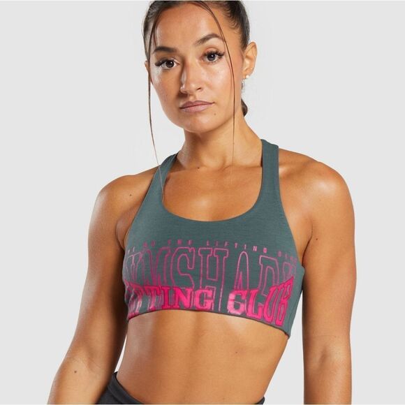 Gymshark Lifting Graphic Bralette Size XS Smokey Teal/Pink NWT in Packaging - Picture 1 of 9